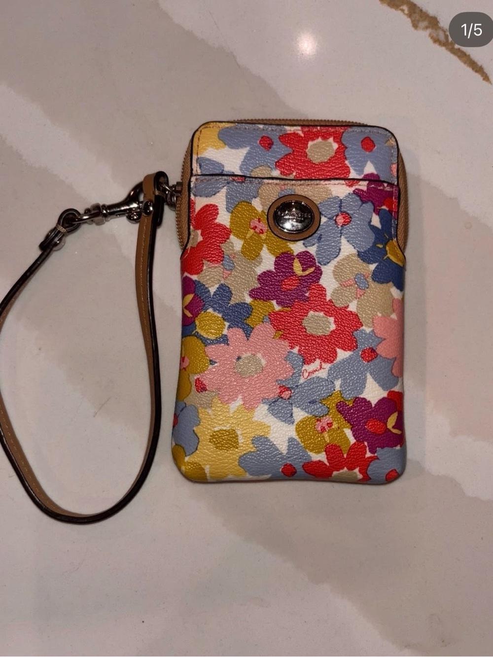 Coach Floral Phone Wristlet in Red, Pink, Yellow, Blue & Purple